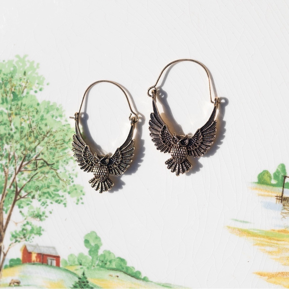 ✨Free People Noctua Brass Owl Earrings - Picture 5 of 8